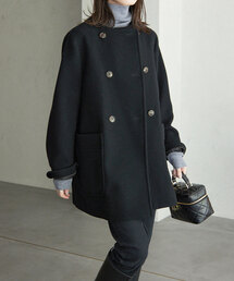 SLOBE IENA | スイビダブルクロスノーカラーダブル前コート(その他アウター)