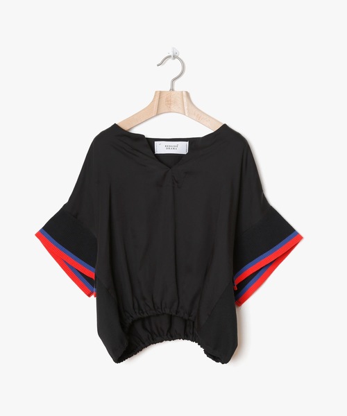 bedsidedrama（ベットサイドドラマ）の「Rib sleeve short blouse（シャツ/ブラウス・レディース・ブラック/ネイビー・2/1）」の9枚目の写真