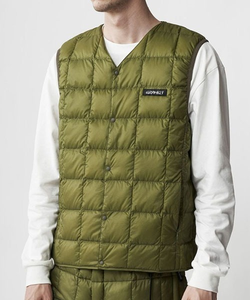 Gramicci(グラミチ)の「GRAMICCI×TAION/グラミチ×タイオン INNER DOWN VEST ダウンベスト(ダウンジャケット/コート・メンズ・ブラック/パープル/ベージュ/カモフラージュ/オリーブ・XL/L/M/XXL)」の13枚目の写真