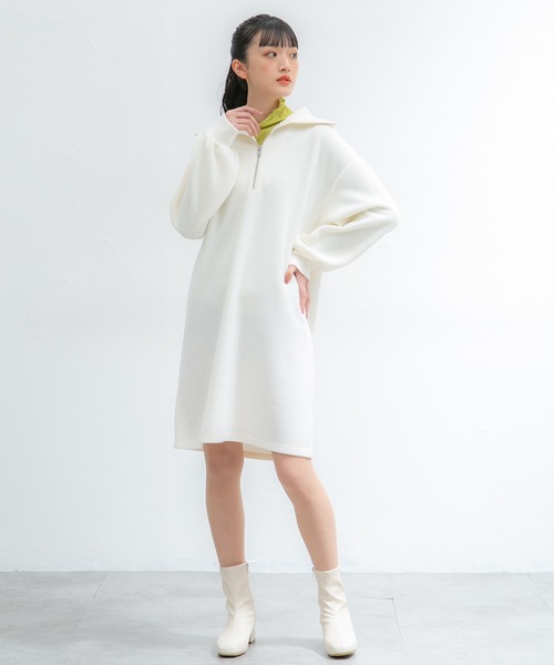 新品　ジャックバニー　ワンピース　ハーフジップ　ホワイト　ブラック　サイズ1 新品 ジャックバニー ワンピース ハーフジップ ホワイト