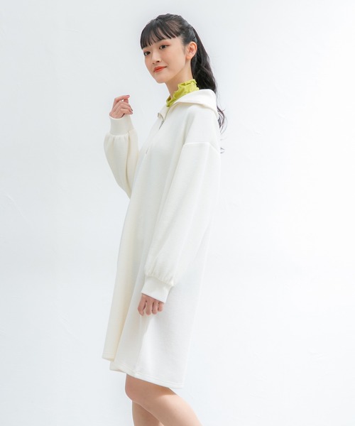 【新品】ジャックバニー　ワンピース　ハーフジップ　ホワイト　Mサイズ ハーフジップワンピース: ワンピース｜ハニーズ公式通販