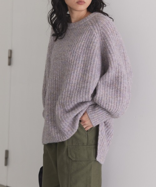 AMERICAN HOLIC（アメリカンホリック）の「MIXヤーンラグランニットプルオーバー（ニット/セーター・レディース・サックスブルー/ブラウン/ライトベージュ/ラベンダー/オレンジ・M/L）」の4枚目の写真