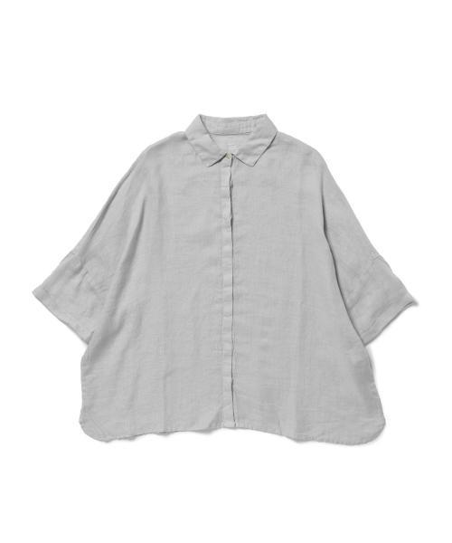 Demi-Luxe BEAMS（デミルクス ビームス）の「120% LINO / ドルマン レレギュラーカラー 7分袖（シャツ/ブラウス・レディース・ライトグレー/ネイビー・ONE SIZE）」の3枚目の写真