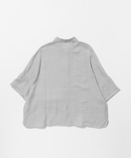 Demi-Luxe BEAMS（デミルクス ビームス）の「120% LINO / ドルマン レレギュラーカラー 7分袖（シャツ/ブラウス・レディース・ライトグレー/ネイビー・ONE SIZE）」の7枚目の写真