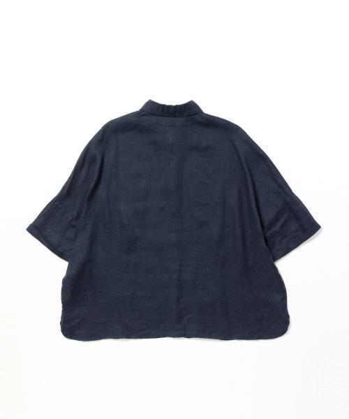 Demi-Luxe BEAMS（デミルクス ビームス）の「120% LINO / ドルマン レレギュラーカラー 7分袖（シャツ/ブラウス・レディース・ライトグレー/ネイビー・ONE SIZE）」の8枚目の写真