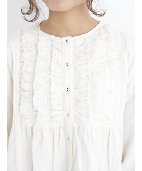 Samansa Mos2（サマンサ モスモス）の「切替フリルブラウス（シャツ/ブラウス・レディース・ブラック/キナリ/グリーン・ﾌﾘ-）」の8枚目の写真