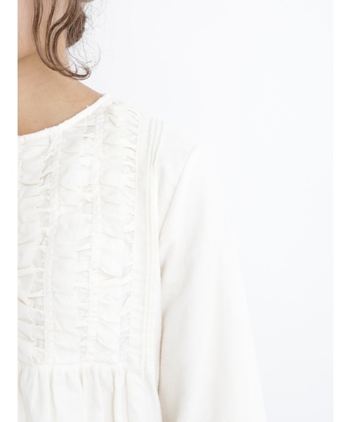 Samansa Mos2（サマンサ モスモス）の「切替フリルブラウス（シャツ/ブラウス・レディース・ブラック/キナリ/グリーン・ﾌﾘ-）」の7枚目の写真