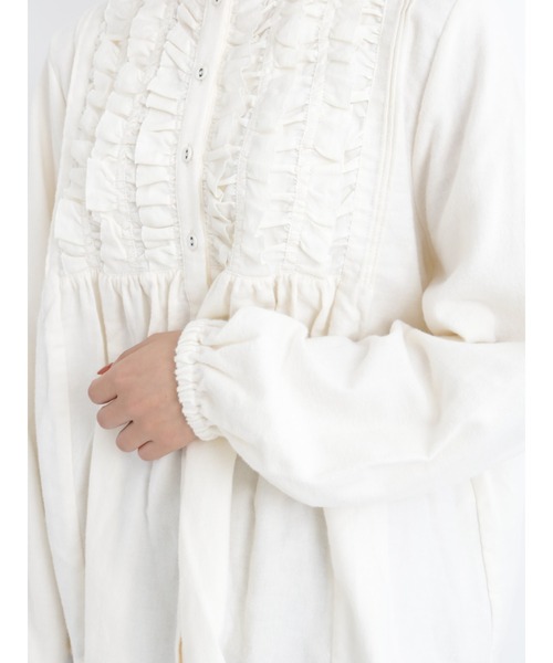 Samansa Mos2（サマンサ モスモス）の「切替フリルブラウス（シャツ/ブラウス・レディース・ブラック/キナリ/グリーン・ﾌﾘ-）」の6枚目の写真