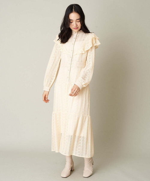 A de a.v.v（アードアー・ヴェ・ヴェ）の「総レースワンピ―ス（ドレス・レディース・ブラック/アイボリー・36/38）」の7枚目の写真