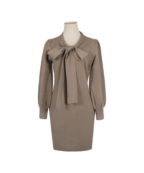 Julia Boutique(ジュリアブティック)の「ボウタイミニ丈タイトニットワンピース/22656(ワンピース・レディース・ネイビー/アイボリー/モカ・ONE)」の21枚目の写真