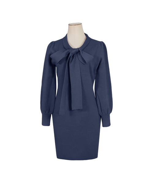 Julia Boutique(ジュリアブティック)の「ボウタイミニ丈タイトニットワンピース/22656(ワンピース・レディース・ネイビー/アイボリー/モカ・ONE)」の22枚目の写真