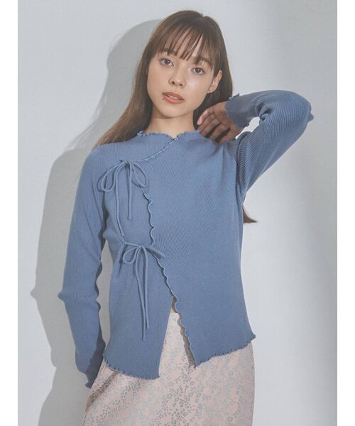 merry jenny(メリージェニー)の「ribbonラップニットtops(ニット/セーター・レディース・アイボリー/ブラック/ブルー・FREE)」の6枚目の写真