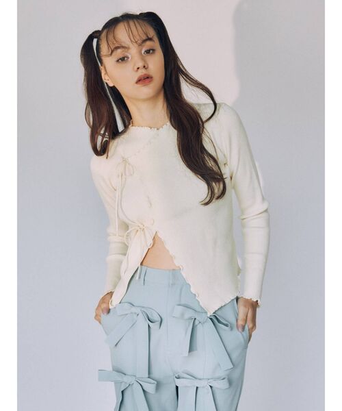 merry jenny(メリージェニー)の「ribbonラップニットtops(ニット/セーター・レディース・アイボリー/ブラック/ブルー・FREE)」の16枚目の写真