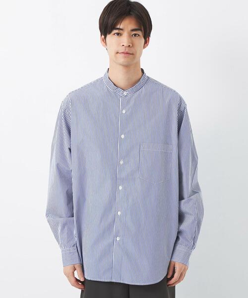 green label relaxing（グリーンレーベルリラクシング）の「トーマスメイソン ジャストルーズ バンドカラーシャツ（シャツ/ブラウス・メンズ・ネイビー/イエロー/ケリー・S/L/XL/M/XXL）」の9枚目の写真