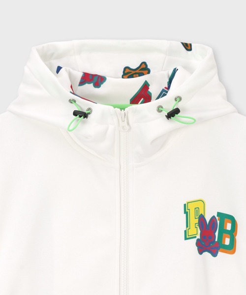 サイコバニー ゴルフシャツ パーカ レディース ホワイト PSYCHO BUNNY 日本正規品 レディースパーカー プルオーバーストレッチ