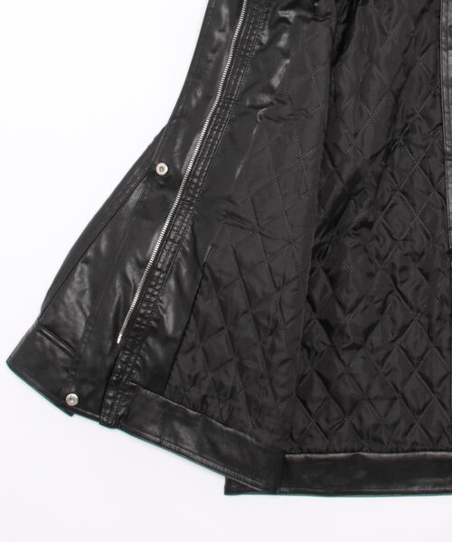 MAISON DE THERESE（メゾン ド テレーズ）の「オーバーサイズ　フェイクレザージャケット ライダースジャケット 男女兼用（ライダースジャケット・レディース・ブラック・M/L/XL/S）」の2枚目の写真
