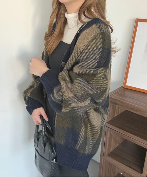 apres jour（アプレジュール）の「チェックカーディガン【ZOZOTOWN限定アイテム】（カーディガン/ボレロ・レディース・イエロー系その他/グリーン系その他/ピンク系その他・フリー/X-LARGE）」の9枚目の写真