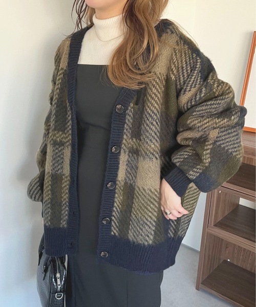 apres jour（アプレジュール）の「チェックカーディガン【ZOZOTOWN限定アイテム】（カーディガン/ボレロ・レディース・イエロー系その他/グリーン系その他/ピンク系その他・フリー/X-LARGE）」の8枚目の写真