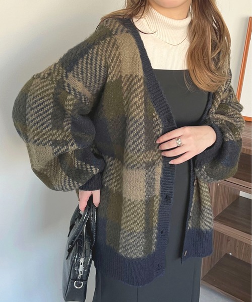 apres jour（アプレジュール）の「チェックカーディガン【ZOZOTOWN限定アイテム】（カーディガン/ボレロ・レディース・イエロー系その他/グリーン系その他/ピンク系その他・フリー/X-LARGE）」の7枚目の写真