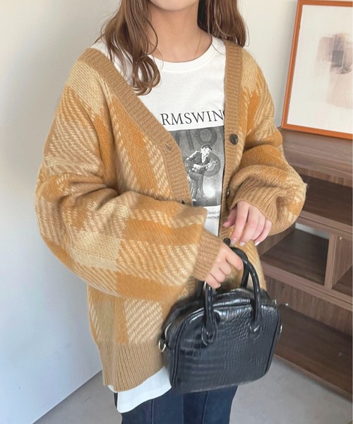 apres jour（アプレジュール）の「チェックカーディガン【ZOZOTOWN限定アイテム】（カーディガン/ボレロ・レディース・イエロー系その他/グリーン系その他/ピンク系その他・フリー/X-LARGE）」の15枚目の写真