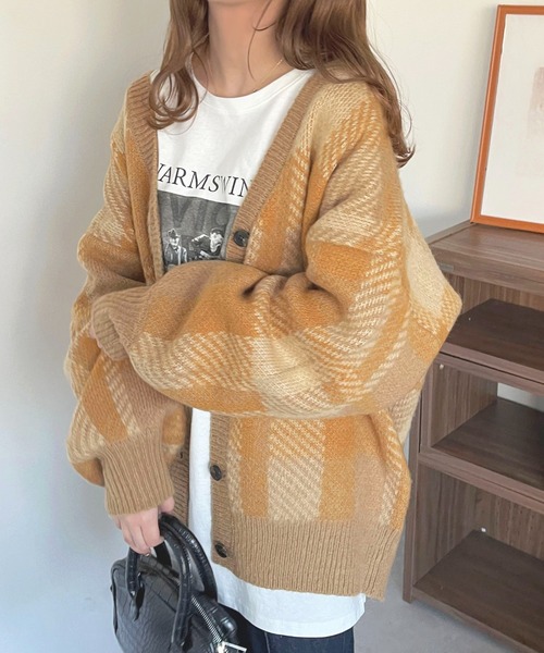 apres jour（アプレジュール）の「チェックカーディガン【ZOZOTOWN限定アイテム】（カーディガン/ボレロ・レディース・イエロー系その他/グリーン系その他/ピンク系その他・フリー/X-LARGE）」の16枚目の写真