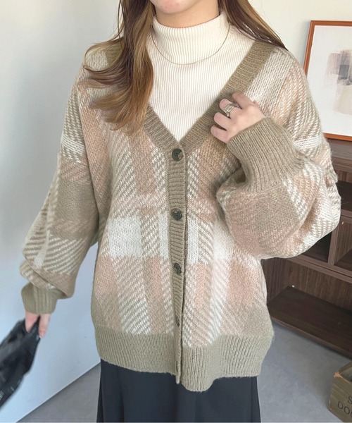 apres jour（アプレジュール）の「チェックカーディガン【ZOZOTOWN限定アイテム】（カーディガン/ボレロ・レディース・イエロー系その他/グリーン系その他/ピンク系その他・フリー/X-LARGE）」の22枚目の写真