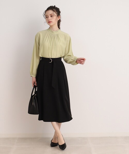 DRESKIP(ドレスキップ)の「◆【上品で好印象◎】Dカンベルト付きタックフレアースカート(スカート・レディース・黄緑系/ライトベージュ/ブラック・03/02)」の13枚目の写真