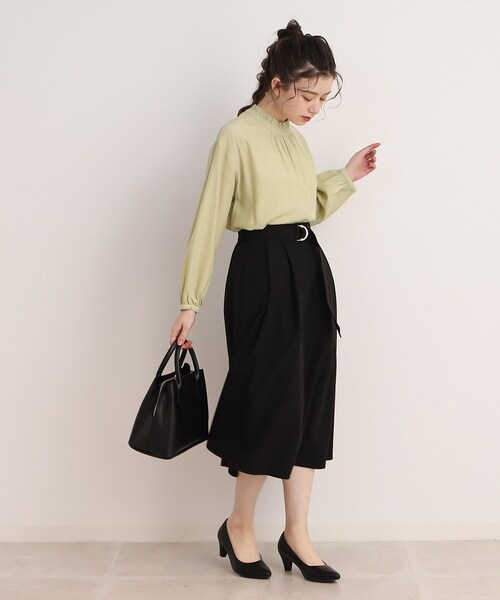 DRESKIP(ドレスキップ)の「◆【上品で好印象◎】Dカンベルト付きタックフレアースカート(スカート・レディース・黄緑系/ライトベージュ/ブラック・03/02)」の14枚目の写真