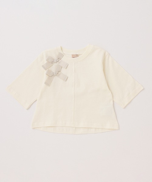 petit main（プティマイン）の「【GOOD PRICE】リボン7分丈T（Tシャツ/カットソー・キッズ・オフホワイト/ライトピンク/ライトグリーン/ブラック・80ｃｍ/90cm/100cm/110cm/120cm/130cm）」の9枚目の写真