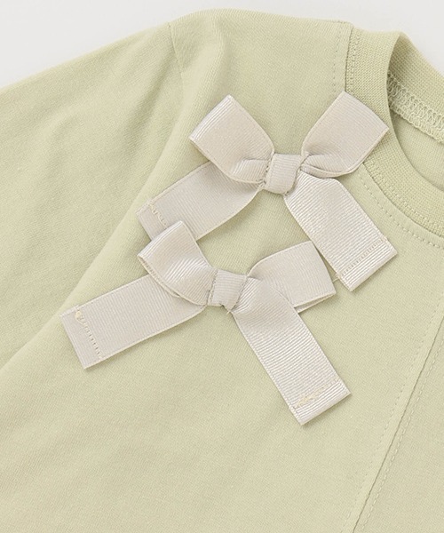 petit main（プティマイン）の「【GOOD PRICE】リボン7分丈T（Tシャツ/カットソー・キッズ・オフホワイト/ライトピンク/ライトグリーン/ブラック・80ｃｍ/90cm/100cm/110cm/120cm/130cm）」の12枚目の写真
