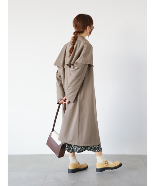 ehka sopo（エヘカソポ）の「ケープ付ステンカラーコート（ステンカラーコート・レディース・ベージュ/カーキ/ライトベージュ・ﾌﾘ-）」の10枚目の写真