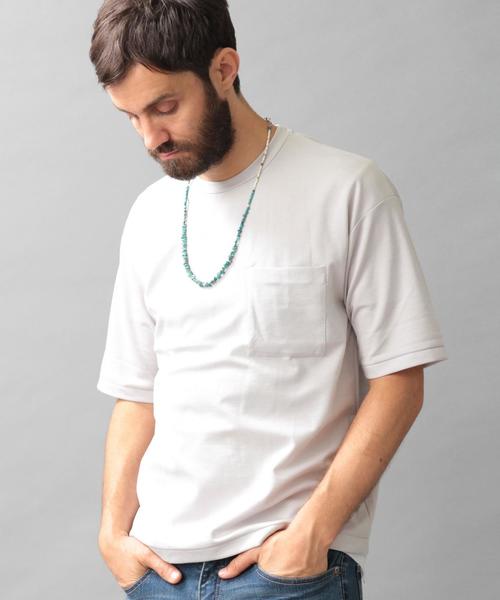 BEAUTY&YOUTH UNITED ARROWS（ビューティーアンドユースユナイテッドアローズ）の「BY ポンチ フォルム クルーネック ショートスリーブ◆（Tシャツ/カットソー・メンズ・ネイビー/オリーブ/ライトグレー/ロイヤルブルー/グレー/その他1/ダークグレー・LARGE/MEDIUM/SMALL/X-LARGE）」の2枚目の写真