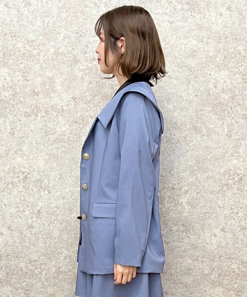axes femme POETIQUE（アクシーズファムポエティック）の「セーラーカラーロングジャケット（その他アウター・レディース・ベージュ/ブルー/ブラック・MEDIUM）」の10枚目の写真