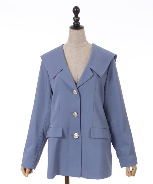 axes femme POETIQUE（アクシーズファムポエティック）の「セーラーカラーロングジャケット（その他アウター・レディース・ベージュ/ブルー/ブラック・MEDIUM）」の12枚目の写真