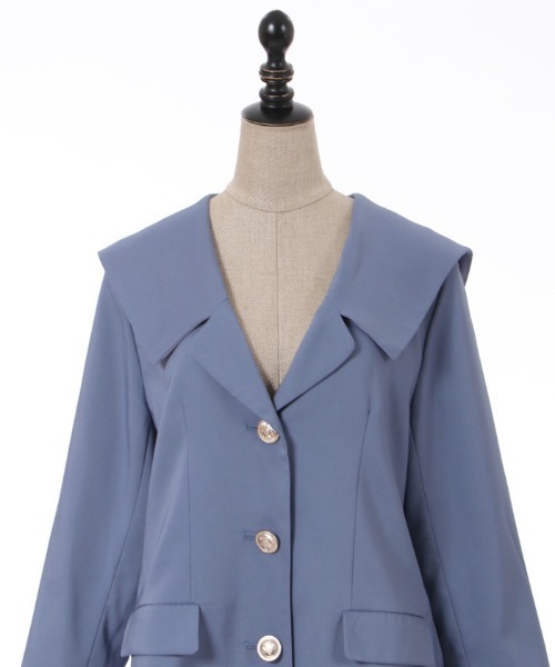 axes femme POETIQUE（アクシーズファムポエティック）の「セーラーカラーロングジャケット（その他アウター・レディース・ベージュ/ブルー/ブラック・MEDIUM）」の15枚目の写真