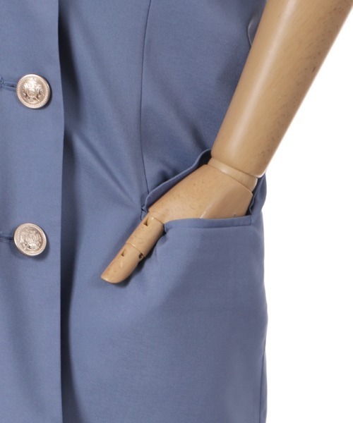 axes femme POETIQUE（アクシーズファムポエティック）の「セーラーカラーロングジャケット（その他アウター・レディース・ベージュ/ブルー/ブラック・MEDIUM）」の19枚目の写真