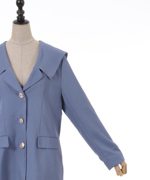 axes femme POETIQUE（アクシーズファムポエティック）の「セーラーカラーロングジャケット（その他アウター・レディース・ベージュ/ブルー/ブラック・MEDIUM）」の21枚目の写真