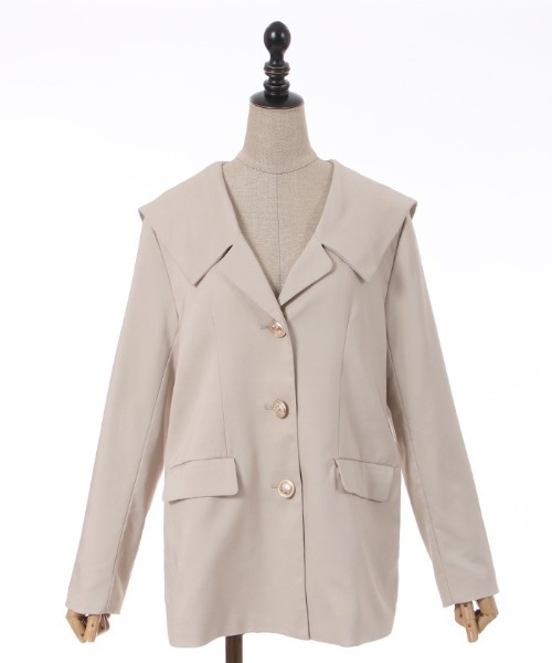 axes femme POETIQUE（アクシーズファムポエティック）の「セーラーカラーロングジャケット（その他アウター・レディース・ベージュ/ブルー/ブラック・MEDIUM）」の22枚目の写真