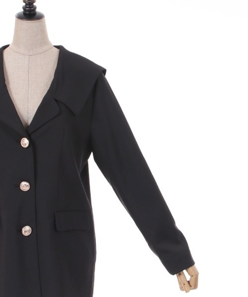 axes femme POETIQUE（アクシーズファムポエティック）の「セーラーカラーロングジャケット（その他アウター・レディース・ベージュ/ブルー/ブラック・MEDIUM）」の7枚目の写真