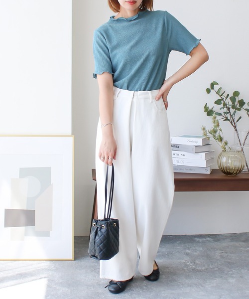 Social GIRL（ソーシャルガール）の「プチハイネックメローリブトップス（Tシャツ/カットソー・レディース・アイボリー/ブラック/グレイッシュベージュ/ブルー・M）」の22枚目の写真