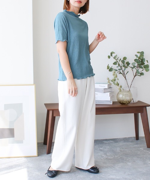 Social GIRL（ソーシャルガール）の「プチハイネックメローリブトップス（Tシャツ/カットソー・レディース・アイボリー/ブラック/グレイッシュベージュ/ブルー・M）」の7枚目の写真