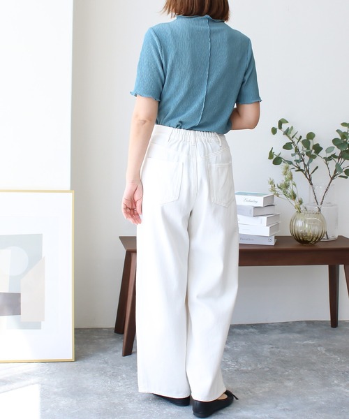 Social GIRL（ソーシャルガール）の「プチハイネックメローリブトップス（Tシャツ/カットソー・レディース・アイボリー/ブラック/グレイッシュベージュ/ブルー・M）」の10枚目の写真