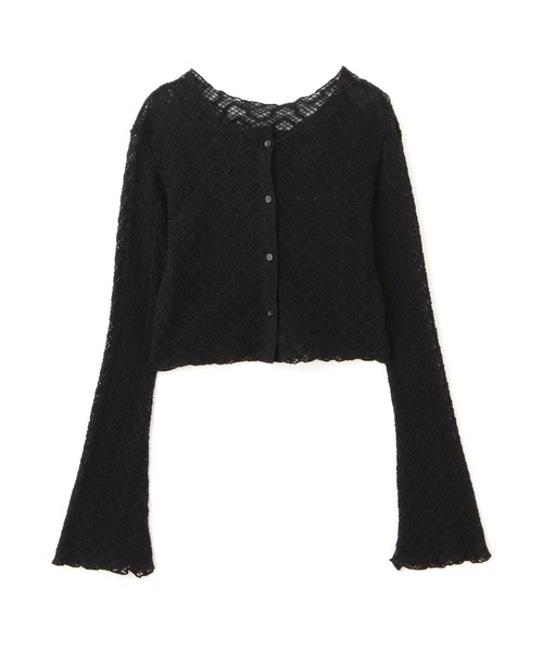 FREE'S MART（フリーズマート）の「◆レースシャーリングフィットカーディガン（カーディガン/ボレロ・レディース・ブラック/ホワイト/グリーン・FREE）」の3枚目の写真