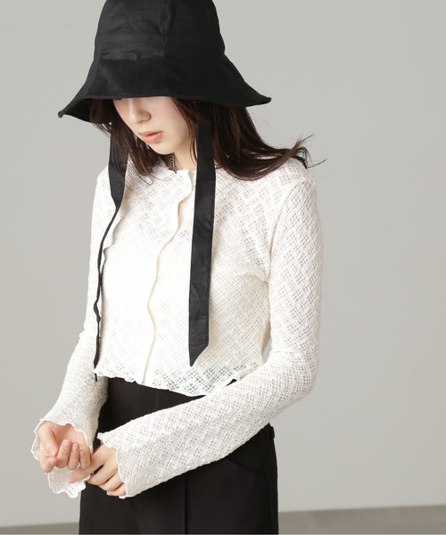 FREE'S MART（フリーズマート）の「◆レースシャーリングフィットカーディガン（カーディガン/ボレロ・レディース・ブラック/ホワイト/グリーン・FREE）」の17枚目の写真