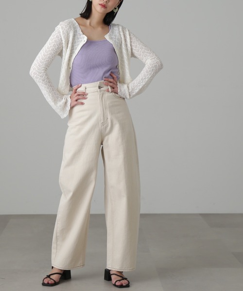 FREE'S MART（フリーズマート）の「◆レースシャーリングフィットカーディガン（カーディガン/ボレロ・レディース・ブラック/ホワイト/グリーン・FREE）」の14枚目の写真