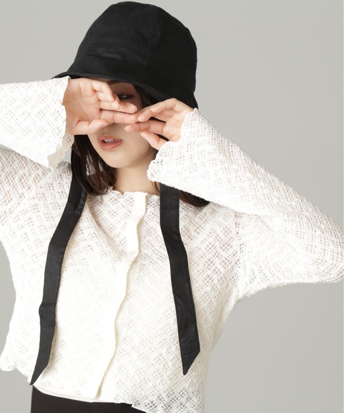 FREE'S MART（フリーズマート）の「◆レースシャーリングフィットカーディガン（カーディガン/ボレロ・レディース・ブラック/ホワイト/グリーン・FREE）」の9枚目の写真