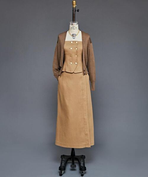 martinique(マルティニーク)の「l'heritage martinique/シルクリネンカーディガン(カーディガン/ボレロ・レディース・ブラック/サンドベージュ・FREE)」の8枚目の写真