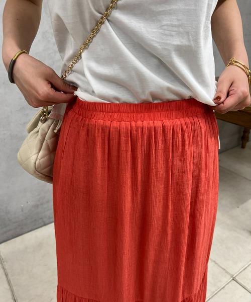 un dix cors(アンディコール)の「楊柳ティアードロングスカート(スカート・レディース・レッド/オフホワイト/ブラック・FREE)」の17枚目の写真