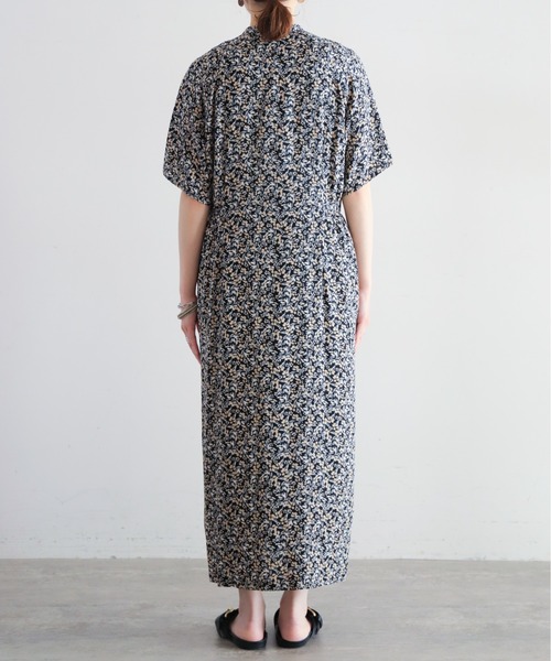 美品 NOMBRE IMPAIR パープルフラワーPT　5分袖ワンピース NOMBRE IMPAIR（ノンブルアンペール）の「レトロフラワーPT 5分