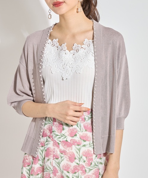 tocco closet(トッコ クローゼット)の「パールスタッズ付きボレロカーディガン(カーディガン/ボレロ・レディース・ブラック/オフホワイト/ブルー/ラベンダー/ピンク系その他・M)」の5枚目の写真